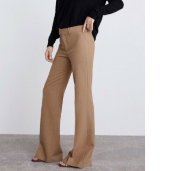 Zara Camel Flared Dress Pants 